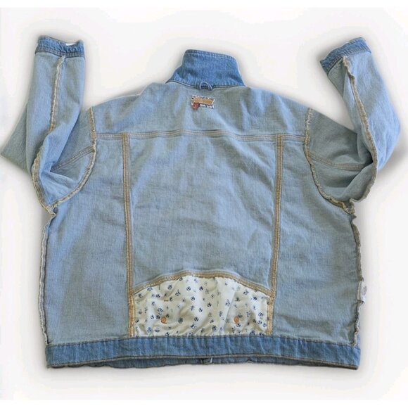 Pilcro Jean Jacket Women M Blue Comeback Boyfriend Denim Anthro Oversize Stretch - Picture 13 of 16